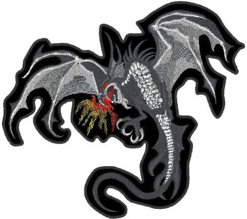 Wolfszeit gestickter Aufnäher Backpatch Drachen - Skull (25x22cm)