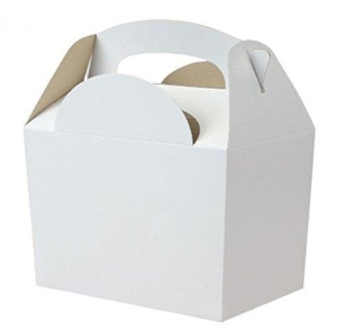 6 x White Plain Party Boxes Food Toy Loot Lunch Cardboard Gift Wedding/Kids