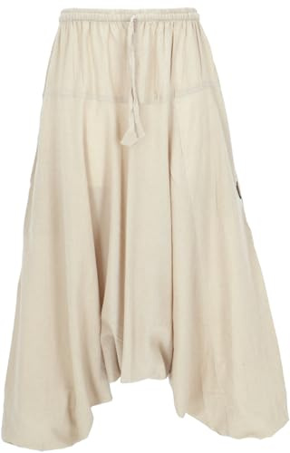 GURU SHOP Haremshose Pluderhose Aladinhose Baumwolle, schwarz | elastischer Bund, tief sitzender Schritt, weite Passform, Handwäsche, Damenmode
