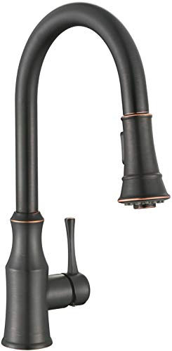 Aguastella robinet de cuisine robinet Poignée simple Montage Bord Pull Down Pulvérisateur robinet de cuisine Oil-Rubbed Bronze