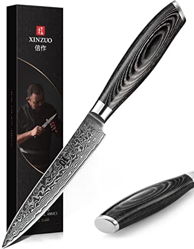 XINZUO 12.6cm Paring Knife, 67 Layers Damascus Steel Kitchen Cooking Knife, Fruit Knife Multifunctional Peeling Knife with Pakkawood Handle - Ya Series