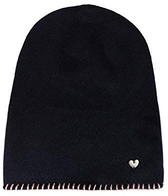 Zwillingsherz Slouch-Beanie-Mütze mit Kaschmir - Hochwertige Strickmütze für Damen Mädchen - Herz - Häkel-Rand - One Size - warm und weich im Sommer Herbst und Winter Zwillingsherz (Navy/rsa)
