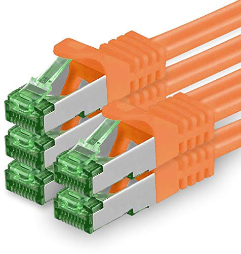 1aTTack.de Câble Réseau Cat7 Cat 7 10 GB/s - 5x 0,25m - RJ45 Ethernet LAN DSL Routeur Modem - Orange