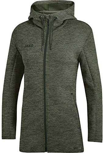 JAKO Damen Kapuzenjacke Premium Basics, Khaki-Meliert, 38