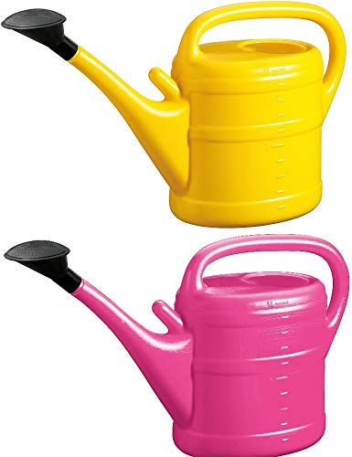 2X Gießkanne 10L PINK + GELB + 1x KÜHLSCHRANKMAGNET! Giesskanne Kunststoff für groß & klein Garten & Zimmerpflanzen Gießkannen Gieskanne Gieskannen 10 L Liter Watering Can Gieskannen10Liter lr
