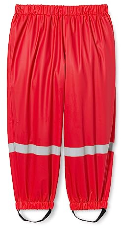 Playshoes Pantaloni fango, salopette antipioggia, fodera in pile, Pantaloni antipioggia antivento e impermeabili Unisex - Bambini e ragazzi, pantaloni rossi, 116