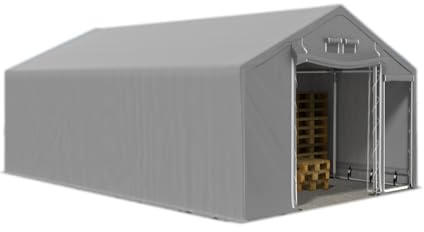 Das Company Tenda di Stoccaggio 6x8 Grigio 2 m di Altezza Impermeabile 600 g/m2 PVC Telone Costruzione Polar Plus - Tende da Esterno, Tenda da Esterno Impermeabile - Gazebo Esterno Resistente Inverno