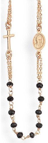 AMEN collana rosario donna Argento 925 cristalli neri CRORN3