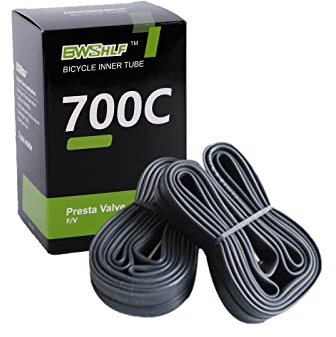 BWSHLF Fahrradschlauch, 700 x 18/25 C, Ersatz-Butyl-Schlauch mit 48 mm Presta-Ventil für Rennräder (2 Stück)