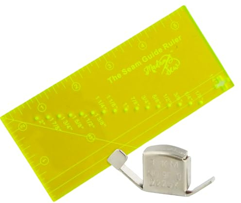 Madam Sew Seam Allowance Ruler and Magnetic Seam Guide for Sewing Machine | Perforated Seam Gauge for Perfect 1/8” to 2” Straight Line Hems | Includes 1/4” Pivot Point and 45 Degree Trim Line