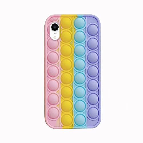 Fidget Toys Handyhülle,Pop-It Fidget Phone Case,Pop Fidget Stressspielzeug Bubble Phone Case,3D Pop Bubble Stress Relief Zappeln Sensory Toy,Silikon Schutzhülle Stoßfest Hülle für iPhone XR