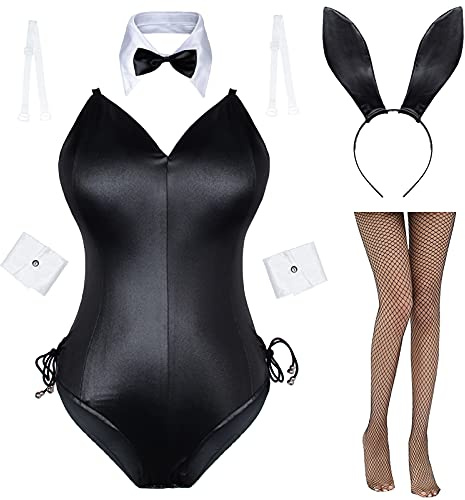 Bunny-Kostüm für Damen, Anime-Cosplay-Outfit im Senpai-Stil – einteiliger Bodysuit mit Strumpf-Set