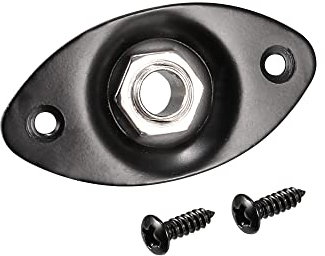 sourcing map Oval Output Input Jack Plat Socket with Screws for Style Electric Guitar Parts Replacement Black