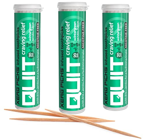Palillos de dientes con sabor a infusión para ayudar a dejar de fumar - SIN NICOTINA (Wintergreen, 3 Pack)