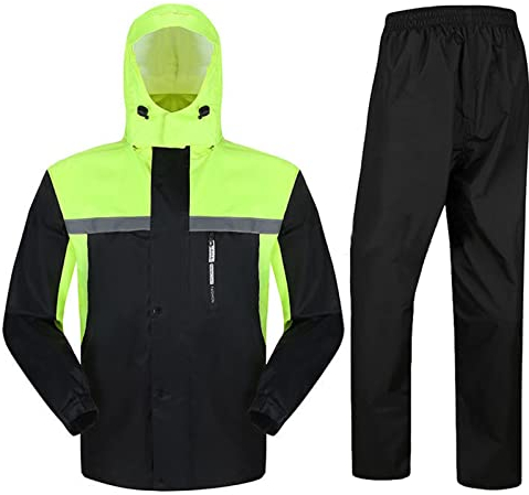 SJASD Regenjacke Herren Damen Wasserdicht Set,Motorrad Regenanzug Wasserdichteranzug,Regenkleidung Licht Atmungsaktiv Reflektierende Fahrrad Arbeits Regenkombi Jacke