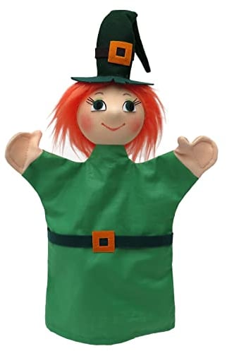 Handpuppe Puppe Handspielpuppe Plüschpuppe Märchenfigur Grüne Hexe 33 cm, Mehrfarbig, für Kinder Jungen Mädchen, Ideal für Rollenspiel