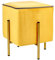 Baroni Home Quadratischer Samt-Pouf-Fußhocker, gepolsterter Wohnzimmer-Pouf, Ottomane für das Schlafzimmer, gelb mit ockerfarbener Umrandung, 33x33x38 cm