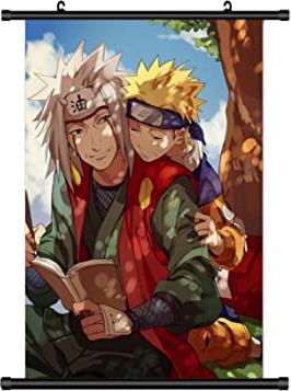 Großes 60x90CM Naruto Kakemono Rollbild | Anime Manga Stoffposter Wallscroll Poster | Wanddeko Geschenk | Naruto & jiraiya