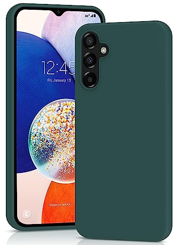 YATWIN Silicone Case for Samsung Galaxy A14 4G/5G, Soft-Touch, Shockproof, DustProof, Antiskid Full Body Armour Phone Cover for Samsung Galaxy A14 4G/5G - Dark Green