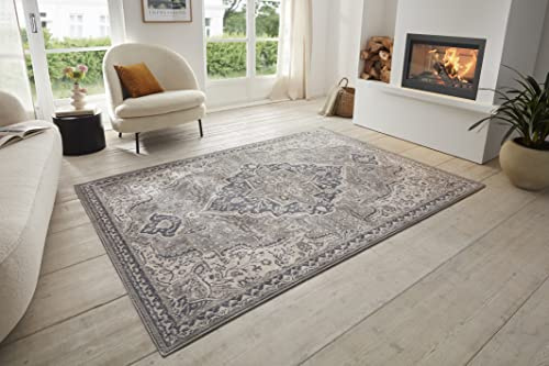 Hanse Home Orken Oriental Short Pile Vintage Living Room Rug Soft Oriental Rug Oeko-Tex Runner for Bedroom Dining Living Room Hallway Kitchen Grey Cream 160 x 235 cm