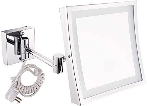 ATAAY 妆 妆 Mural, Miroir de Salle de Bain à Montage Mural Propre et Lumineux, adapté à l'habillage des hôtels, Surface d'amplification carrée réglable 3 Fois Chrome