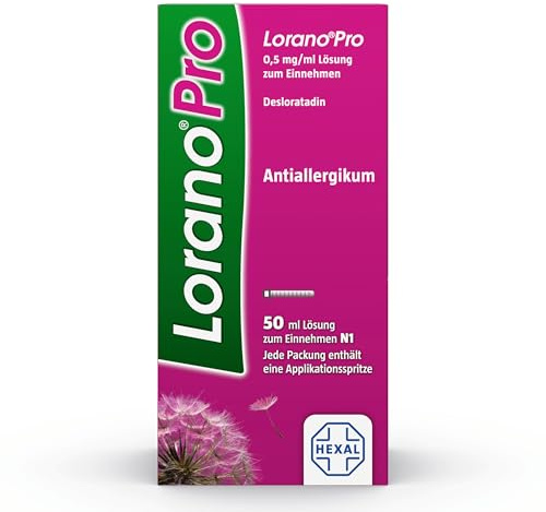 Lorano®Pro 0,5 mg/ml Lösung | 50 ml | Wirkt schnell nach ca. 30-60 Minuten | Gegen Allergiesymptome an Nase, Auge und Haut | mit Dosierspritze zur leichteren Einnahme