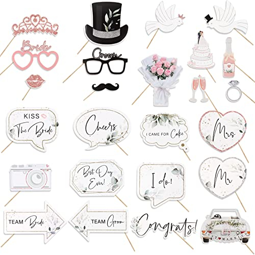 25Pz Photo Booth Matrimonio Photo Props Addio Nubilato Giochi Divertenti Accessori Addio Nubilato Gadget Sposa Matrimonio Decorazioni Nuziali Festa Futura Sposa Fai da Te (A)