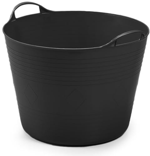 Ondis24 Tragekorb Flexi Tub 40L, Spielzeug Eimer Kinderzimmer, Wäschekorb flexibler Kunststoff, Garten Kübel, grau