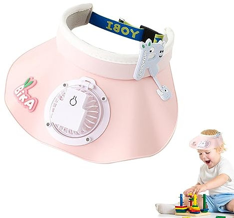 PW TOOLS Sun Fan Hat, 3-Speeds Wind with Fan, Large Area Sun Protection Fan Hats to Keep Cool, Breathable, Hat with Built-in Fan, Cute Cartoon Hat Fan s for Kid
