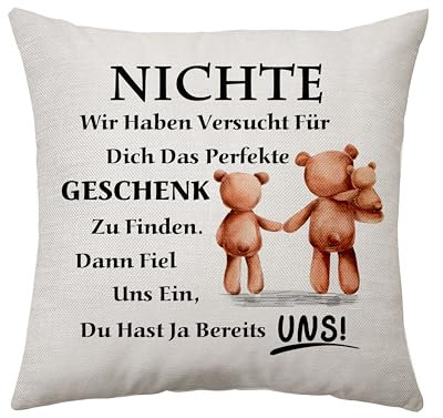 Aconesong Nichte Geschenk Kissenbezug für Geburtstag, Weihnachten, Graduation, Zurück zur Schule - Von Tante und Onkel für Frauen und Mädchen (Nichte-Uns)