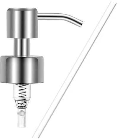1 Piece Pompe Savon, Tête de Pompe avec Tuyau, Embout de Rechange en INOX pour Distributeur Savon Liquide Standard 28/400, à Finition Brossée pour Les Maisons,Hôtels,Cuisines,Salles De Bain, ecc