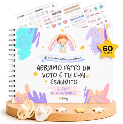 Finoly Journal de Grossesse | Livre de Grossesse Semaine par Semaine | Album Grossesse 9 Mois de Souvenirs | Agenda Femme Enceinte | Cadeaux Originaux pour Femmes Enceintes (Italien)