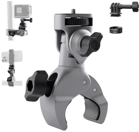 PGYTECH CapLock Super Clamp Mount, Aluminum Alloy Bracket for Insta360 Ace Pro 2/X5/X4/X3, Crab Heavy Duty Clamp with 1/4 Screw for Gopro 13/12/11, for Osmo Action 5 Pro/4/3/Pocket Action Camera