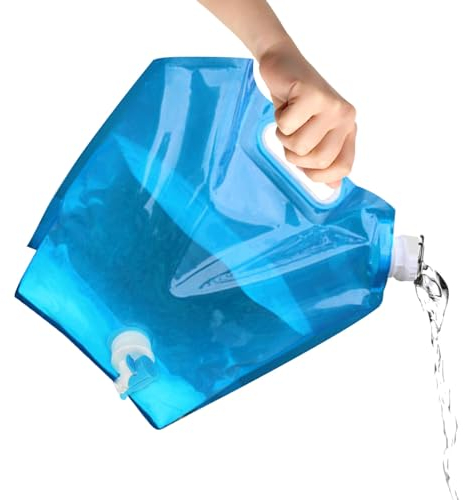 Genikeer 5L Faltbare Wasserkanister Mit Hahn, Tragbar Wasserbeutel Wassersack, Wassertank Wasserbehälter, Faltkanister Mit Tragegriff Wiederverwendbare Für Outdoor Camping Wandern Bergsteigen