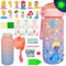 Wbesty Decorate Your Own Water Bottle Kits for Girls Age 4-12, Princess Diamond Painting with Star Glow in The Dark, Arts and Crafts Gifts for Girls Birthday Christmas(Princess)