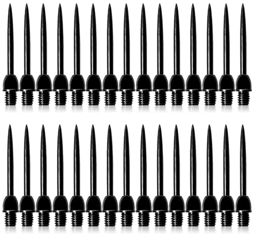 Vegena 30 Stück Dartspitzen Steel Stahlspitzen mit 2BA Gewinde für Softdart, Metallspitzen für Dartpfeile Umrüsten, Wechselspitzen Steeldart Steeldartspitzen aus Metall, Schwarz