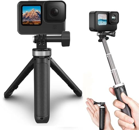 VIDIFY MT-09 Vlog Tripod Selfie Stick Hand Grip For GoPro, Portable Vlog Selfie Stick Tripod Stand Hand Grip for Gopro Hero 13 12/11/10 AKASO Action Camera Vlog Tripod, Hand Grip 12.7cm - 25cm