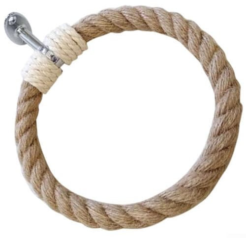 Hasaller Porte-serviettes mural bohème pour salle de bain - Perles en bois de ferme - Décoration d'intérieur rustique - En corde de chanvre - Porte-serviettes en fer rustique