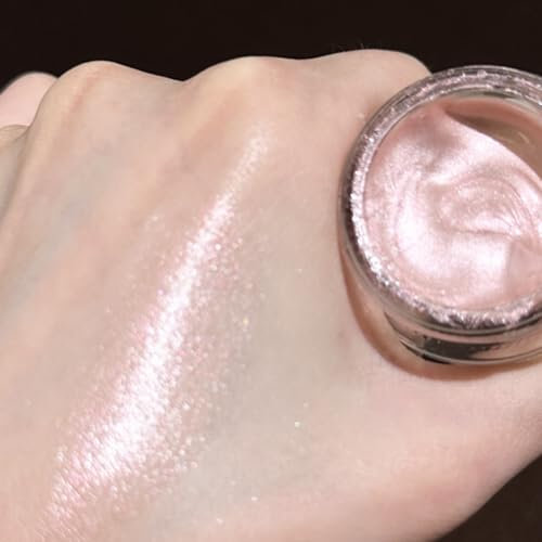 KARLOR Flüssig Highlighter Augen Glitzer, cremig Lidschatten mit Schimmer Gesicht Highlighter Makeup Perlmutt Glitzer cremige Glitter flüssiger Schimmer Highlighter Wange Gesicht(01#)