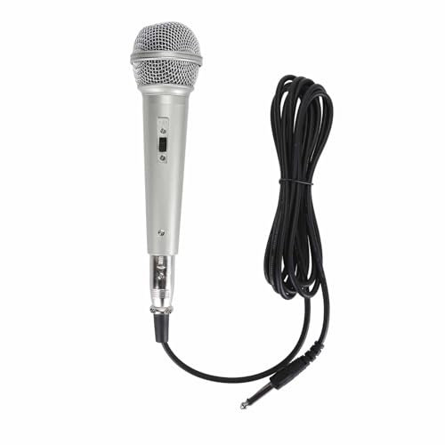 JHS-TECH Wired Microphone, Handheld Dynamic Vocal 6.35mm Jack DJ Microphone for Singing Speaker Meeting (Champagne)