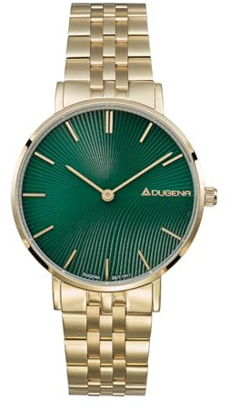 Dugena Damen-Armbanduhr Linée, Quarz, Edelstahl, Saphirglas, wasserdicht, 3 bar, Farbe:Grün