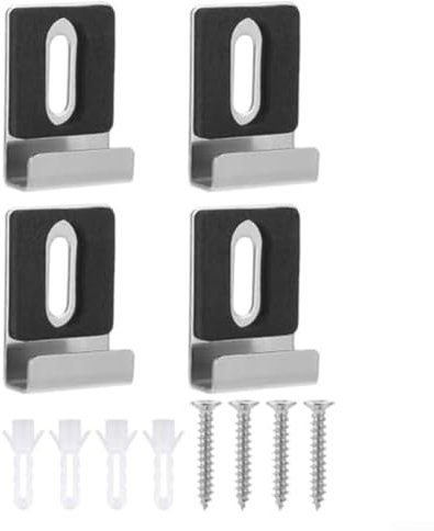 Set di 4 Clip in Metallo per Specchio - Montaggio a Parete Con Ganci, Tasselli Pesanti e Viti - Clip a Molla per Appendere Specchio da Bagno