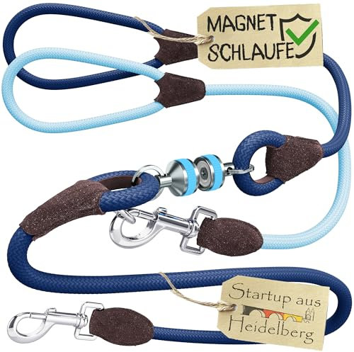 little Captain Zauberleine | kindersichere Hundeleine mit Magnetschlaufe | auch für Schul-, Therapie- und Begleithunde (Nachtblau - Pastellblau)