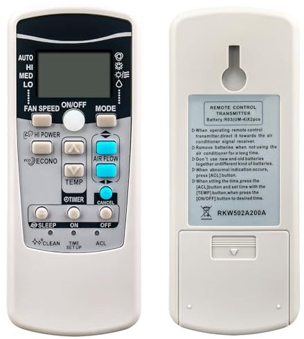 RKW502A200A Mando a Distancia de Repuesto Aptos para Mitsubishi Acondicionador de Aire Heavy Industries Compatible con RKW502A200 RKW502A200D RKW502A200B SRK-ZJ SRK-ZGX-ZFX