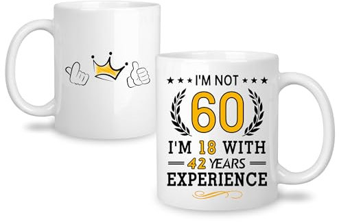 Yufansd Funny 60th Birthday Gift Idea Mug for Women Men Turning 60 Years Old Gifts for Mum Dad Grandparents Teacher Birthday Coffee Cup 11 oz White Ceramic (60th-2)