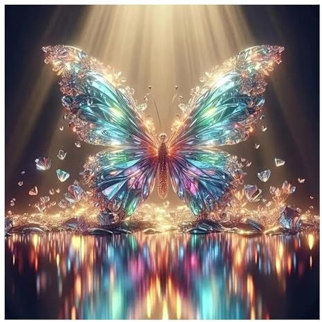 Cuadro de Diamantes Mariposa Brillante 5D,DIY Diamond Painting Kit Completo para Adultos, Manualidades con Diamantes, Kit de Pintura con Diamantes para Adultos y Niños, Decoración de Hogar (30x30cm)