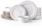 GBhome Geschirrset 6 Personen, 18-tlg Diamant Design Handarbeit Steingut Geschirr Set, Mikrowellen- & Spülmaschinenfest Schüssel- und Teller Set (Blasen Elfenbein, 18 Teile Set)