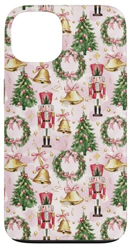 Coque pour iPhone 13 Casse-noisette de Noël rose pastel pain d'épice