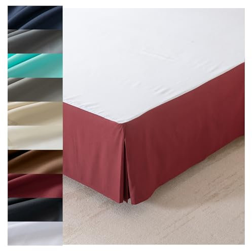 OREZAUQS Cache Sommier Jupe de lit d'angle Ouvert, Cache-sommier Doux à Quatre Plis avec Plis centraux, avec Tissu Infroissable de 14 Pouces de Hauteur (Rouge,California King)