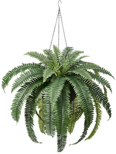 VeriNatural 1 Pieza Helechos de Boston Artificiales 120 cm - Planta Artificial Grande con 33 Hojas de Seda y Maceta Colgante, Anti-UV - Arbol Artificial Decorativa para Interior y Exterior, VN142
